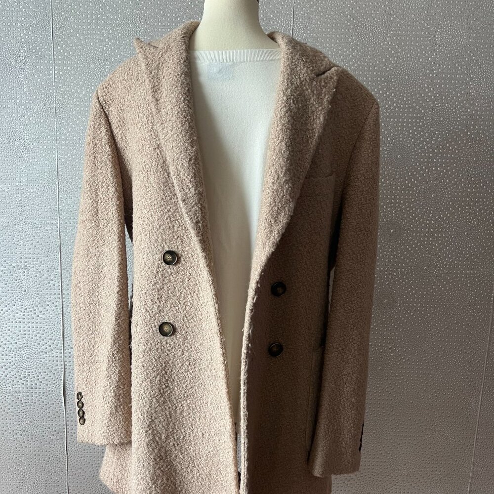 Spada Roma Mens Beige Long Sleeve Belted Single Breasted Long Pea Coat